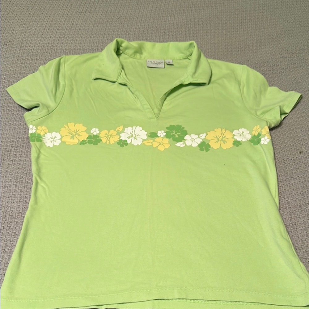 Sonoma Green Fitted Polo Shirt with Yellow Trim